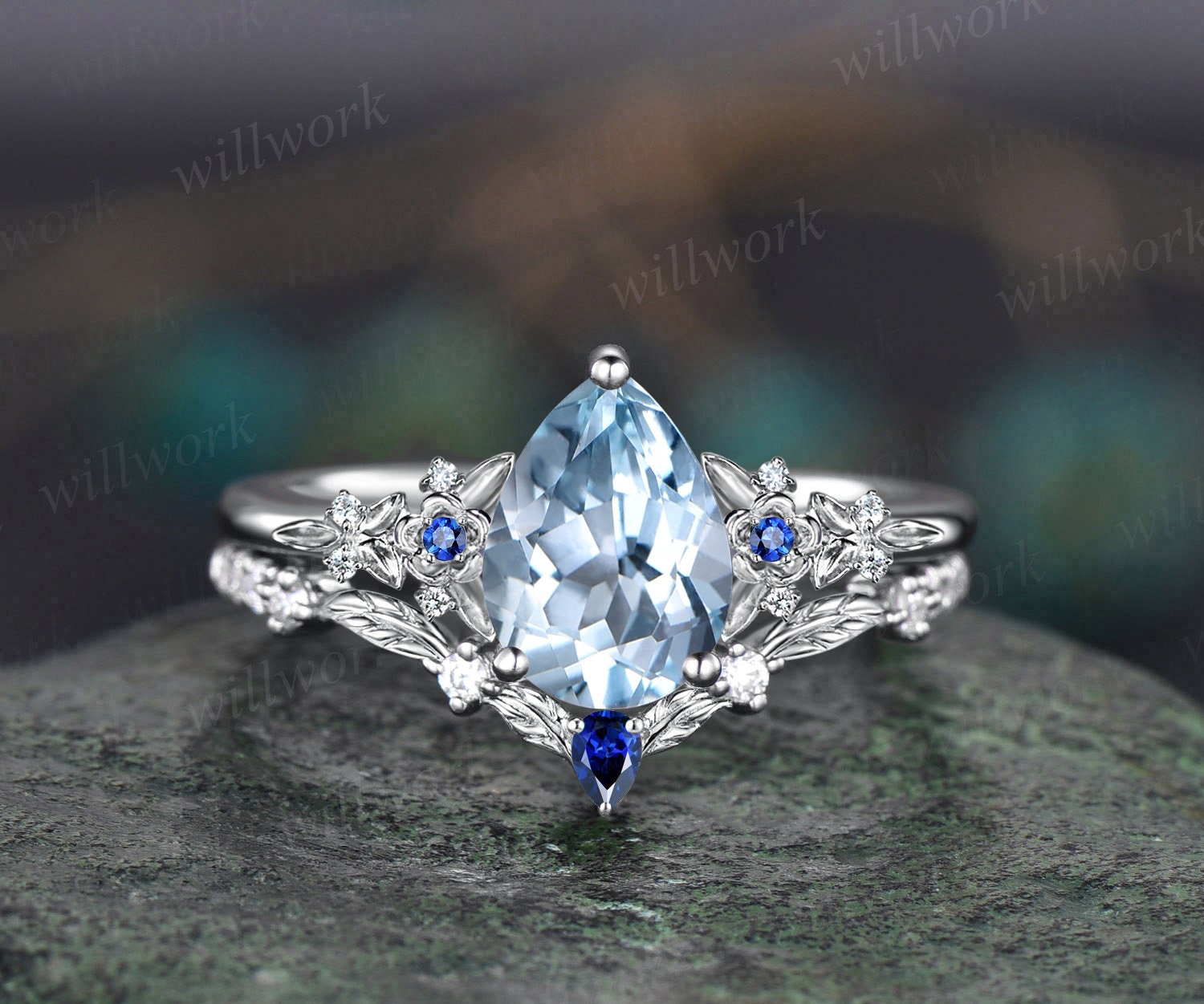 Custom Aquamarine And Diamond Halo Engagement Ring #102048 - Seattle  Bellevue | Joseph Jewelry